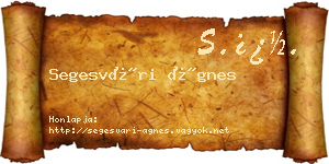 Segesvári Ágnes névjegykártya