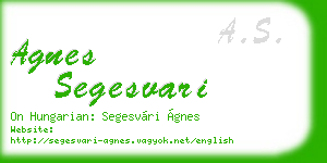 agnes segesvari business card